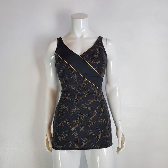 Vintage 60's Robby Len Bullet Bra Black Gold Swimsuit - Picture 2 of 13